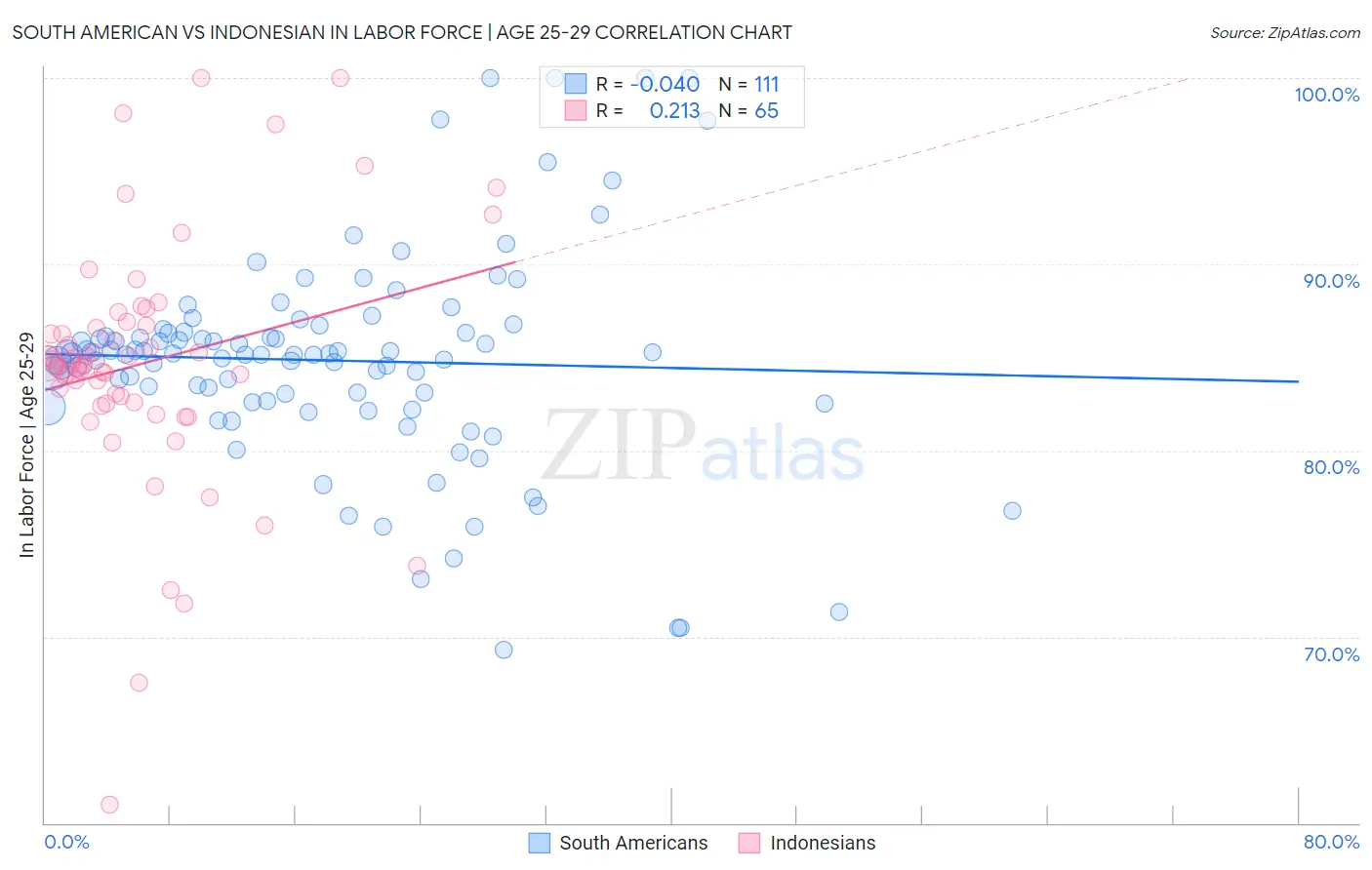 South American vs Indonesian In Labor Force | Age 25-29