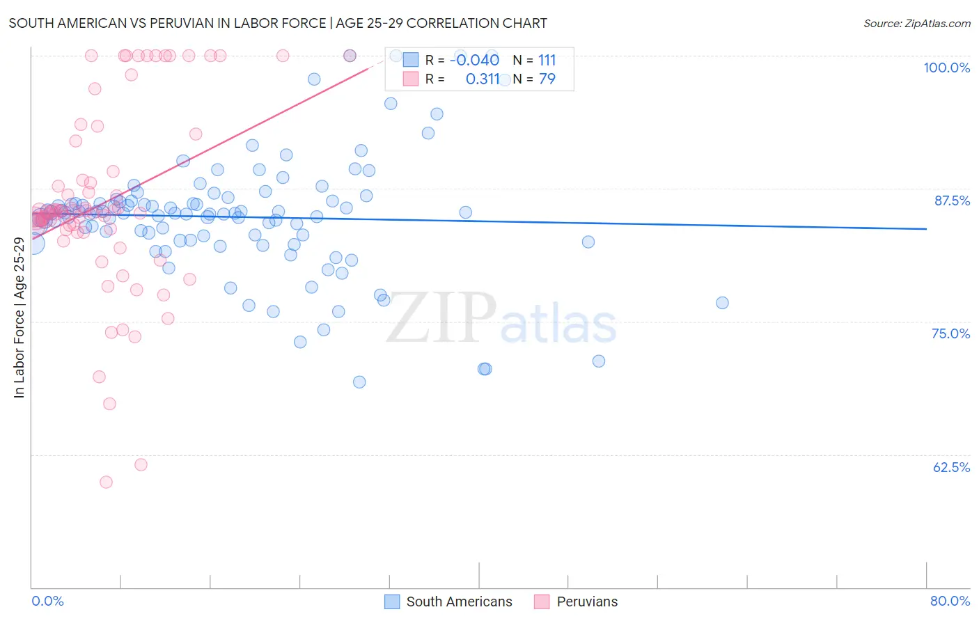 South American vs Peruvian In Labor Force | Age 25-29