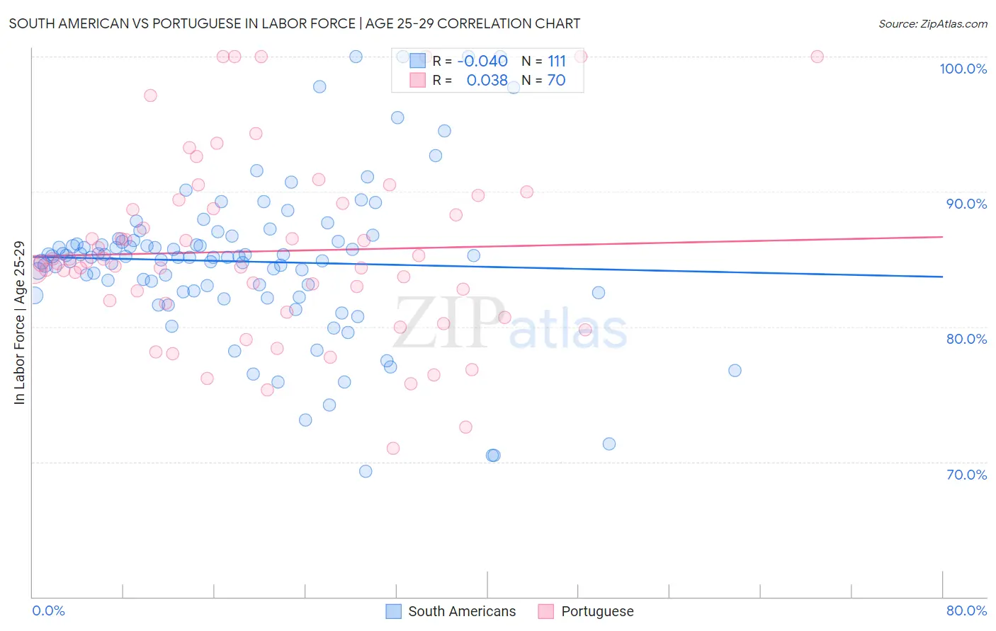 South American vs Portuguese In Labor Force | Age 25-29