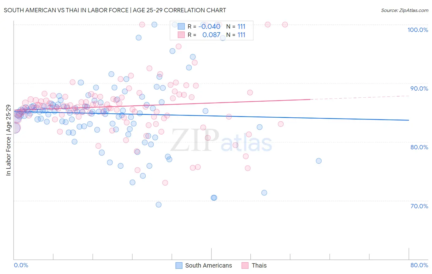 South American vs Thai In Labor Force | Age 25-29