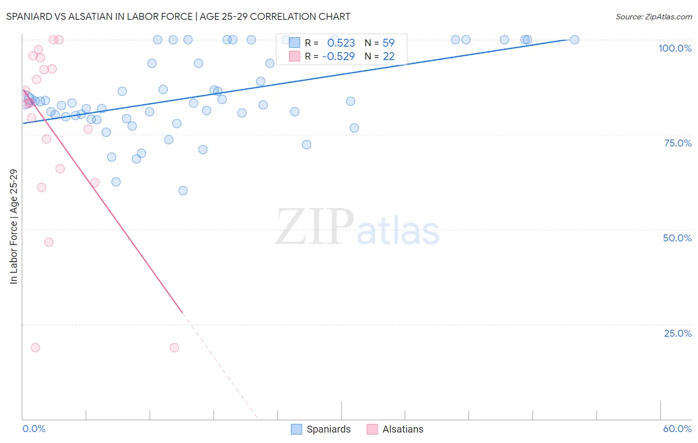 Spaniard vs Alsatian In Labor Force | Age 25-29