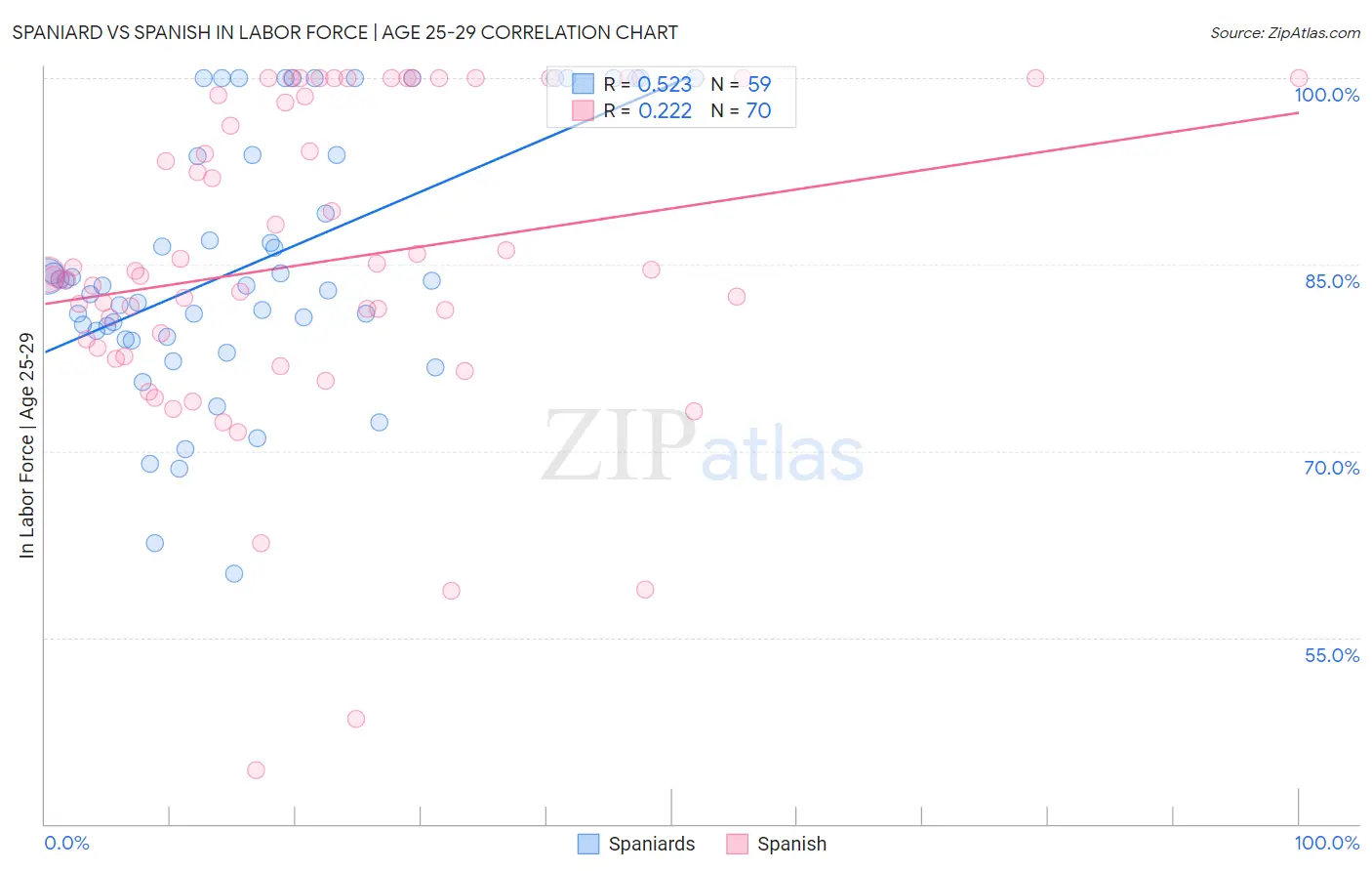 Spaniard vs Spanish In Labor Force | Age 25-29