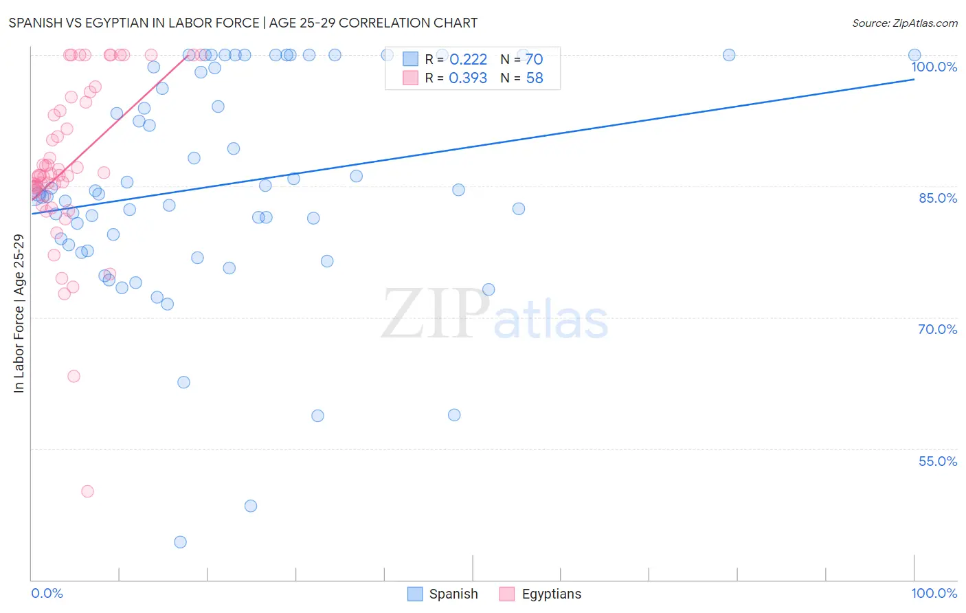 Spanish vs Egyptian In Labor Force | Age 25-29