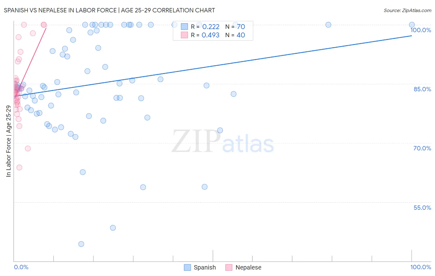 Spanish vs Nepalese In Labor Force | Age 25-29