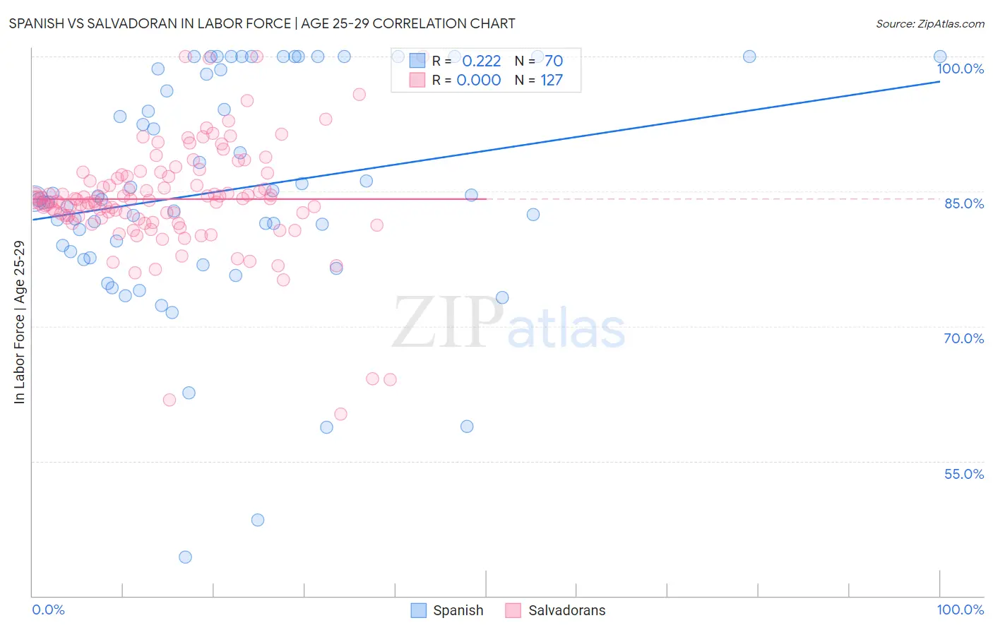 Spanish vs Salvadoran In Labor Force | Age 25-29