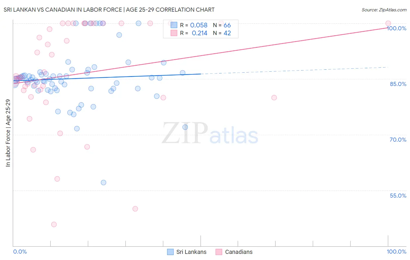 Sri Lankan vs Canadian In Labor Force | Age 25-29