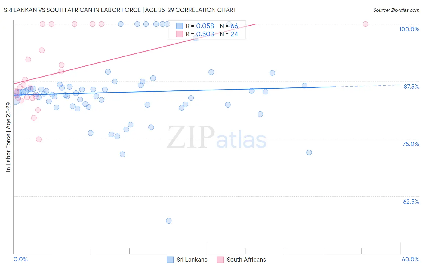 Sri Lankan vs South African In Labor Force | Age 25-29