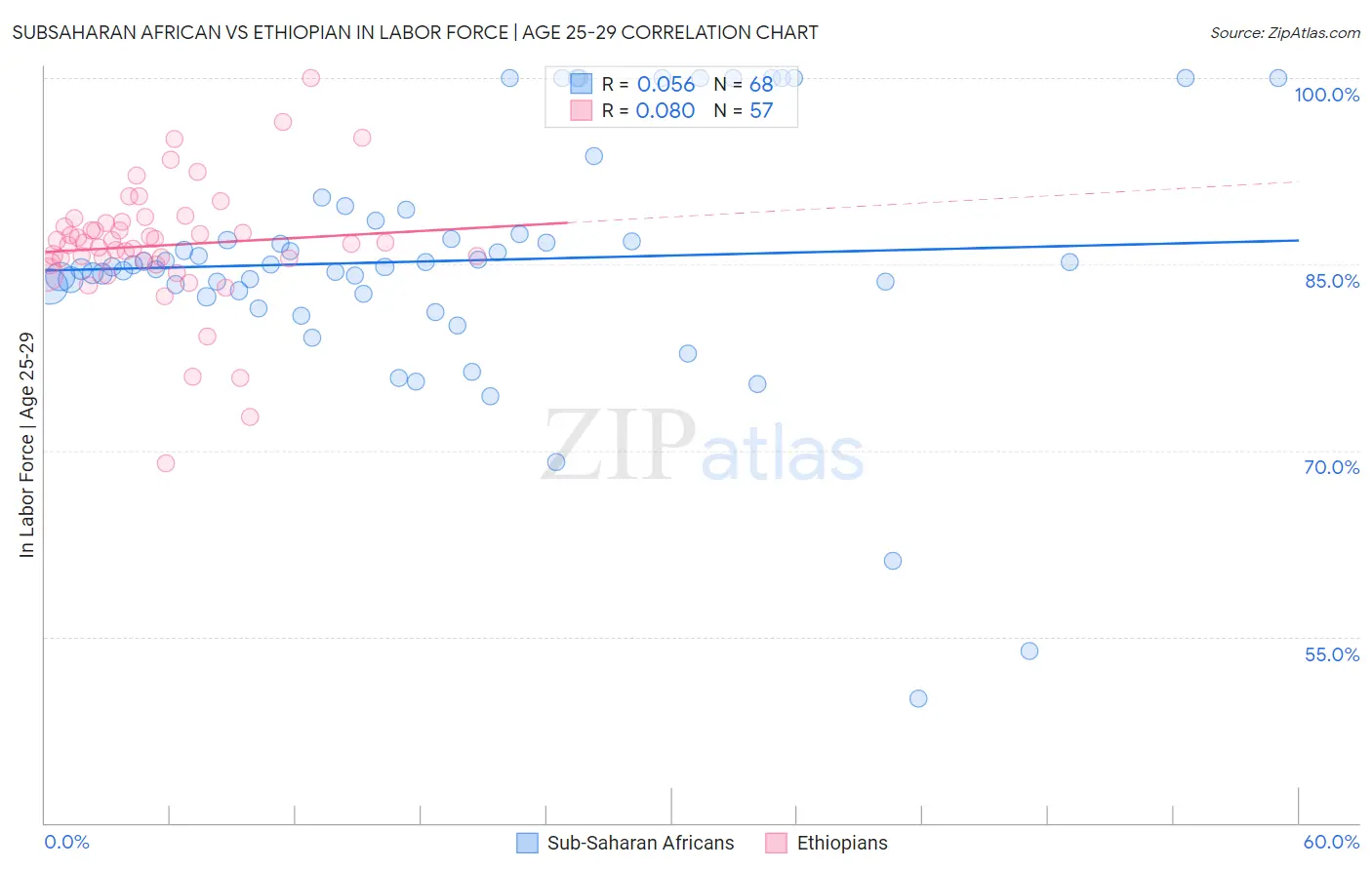 Subsaharan African vs Ethiopian In Labor Force | Age 25-29