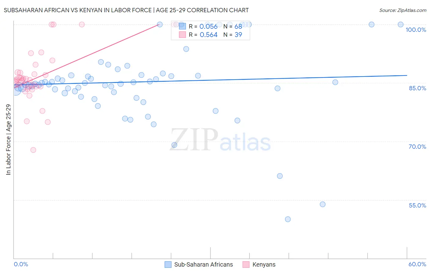 Subsaharan African vs Kenyan In Labor Force | Age 25-29