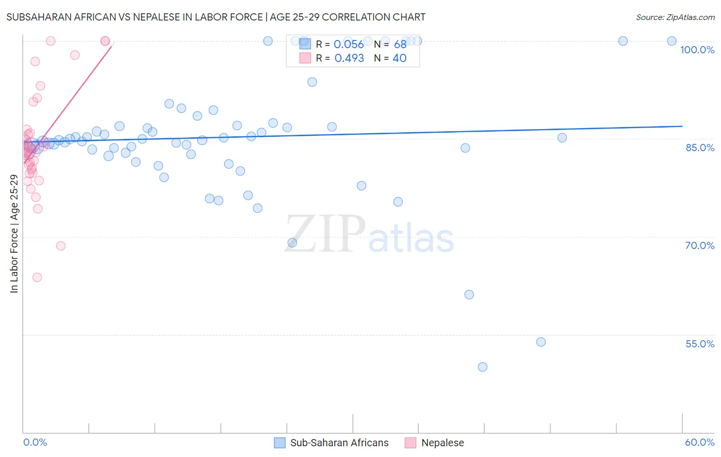 Subsaharan African vs Nepalese In Labor Force | Age 25-29