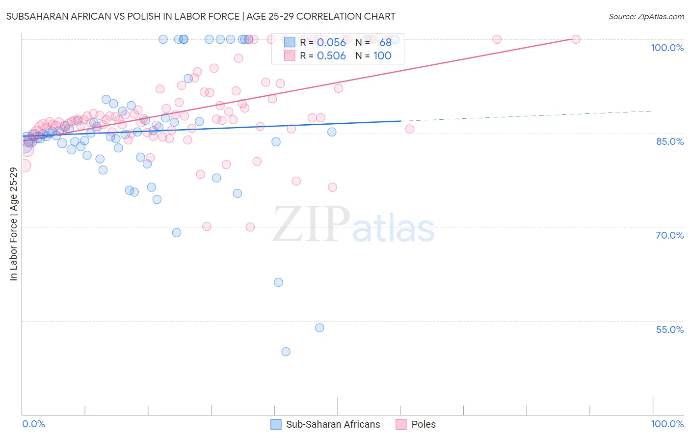 Subsaharan African vs Polish In Labor Force | Age 25-29