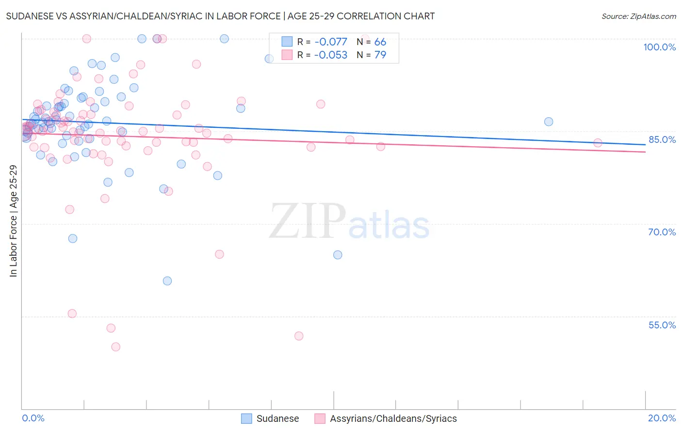 Sudanese vs Assyrian/Chaldean/Syriac In Labor Force | Age 25-29