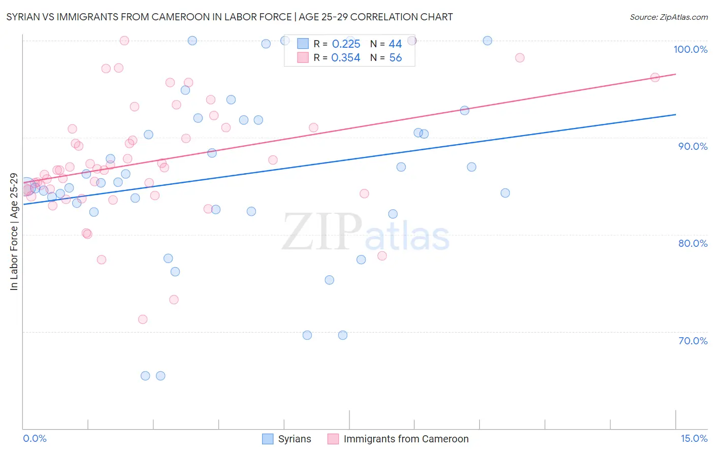 Syrian vs Immigrants from Cameroon In Labor Force | Age 25-29