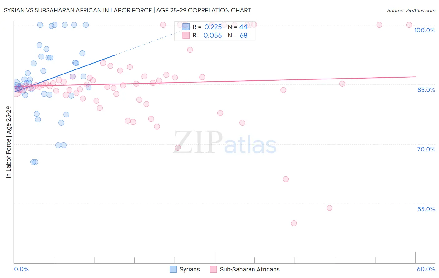Syrian vs Subsaharan African In Labor Force | Age 25-29