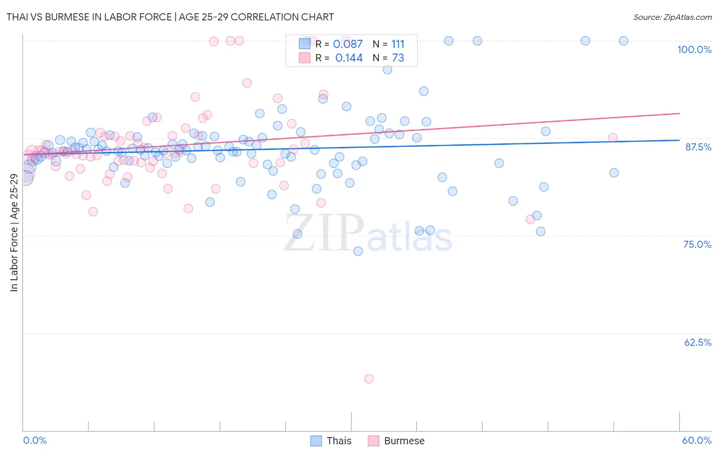 Thai vs Burmese In Labor Force | Age 25-29
