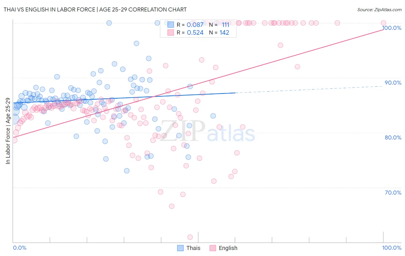 Thai vs English In Labor Force | Age 25-29