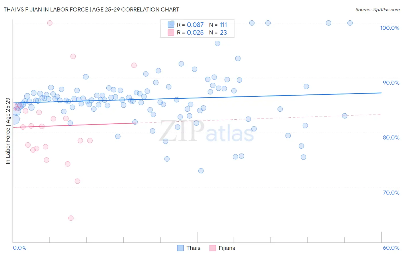 Thai vs Fijian In Labor Force | Age 25-29
