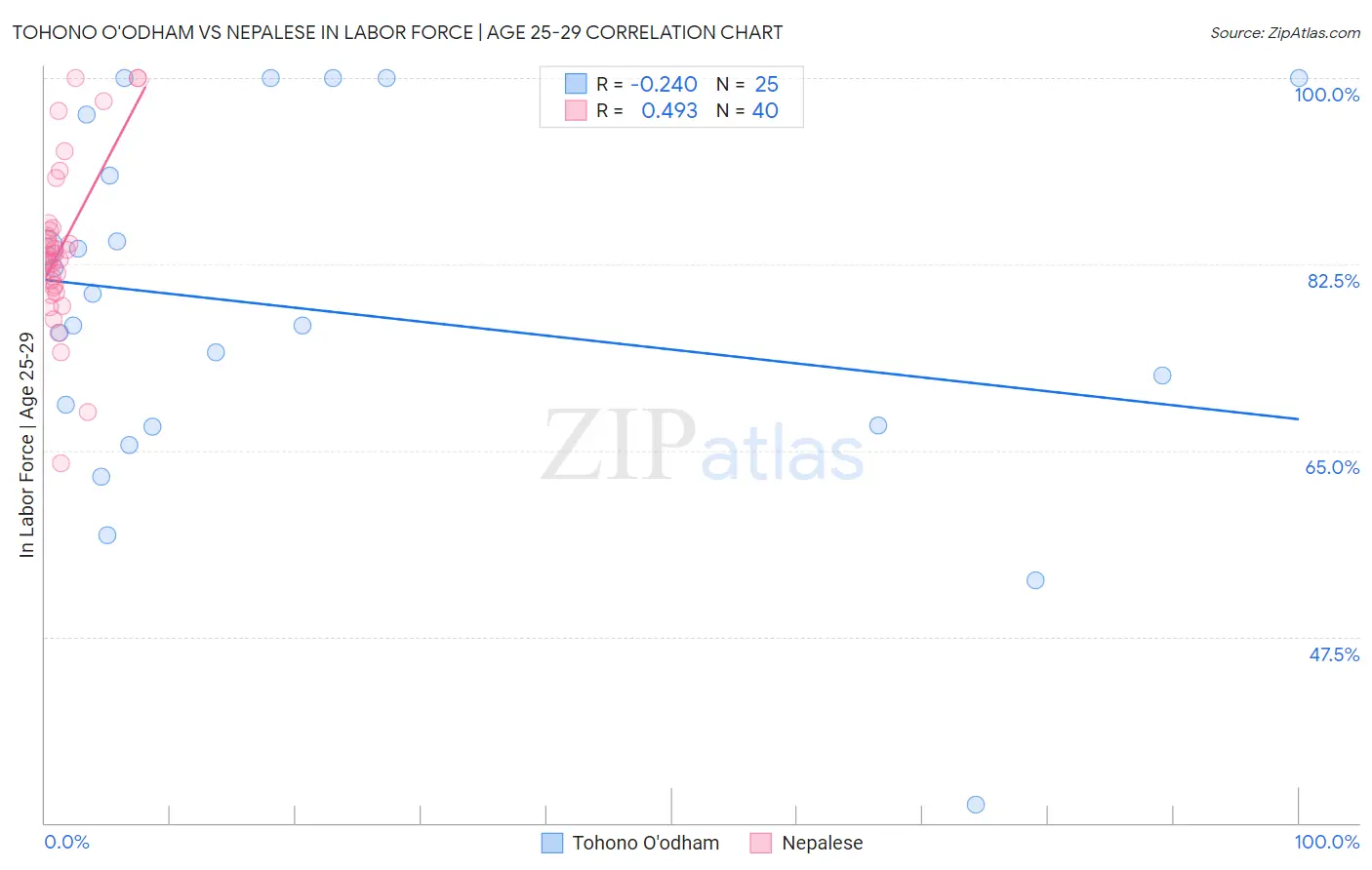 Tohono O'odham vs Nepalese In Labor Force | Age 25-29