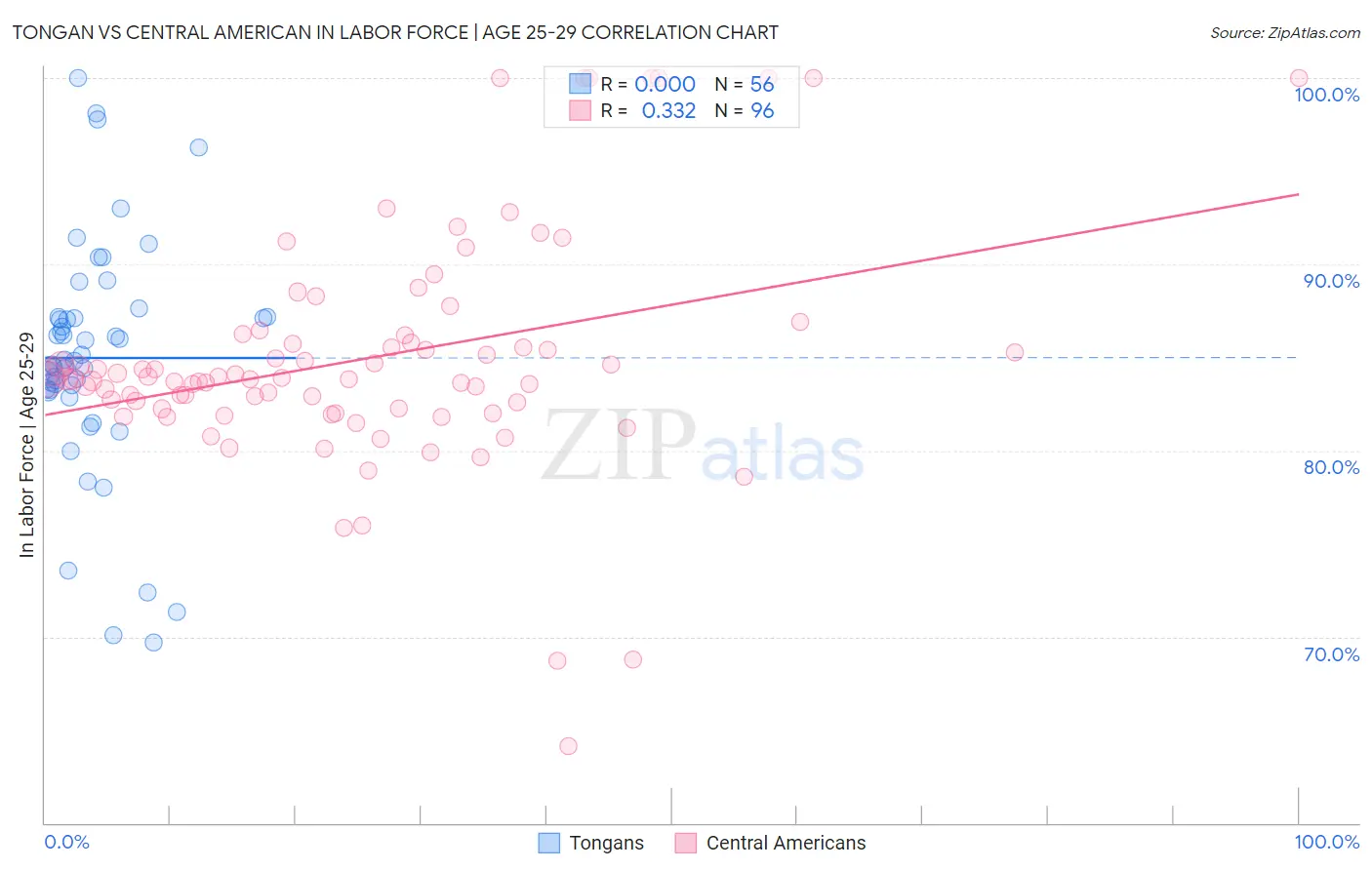 Tongan vs Central American In Labor Force | Age 25-29