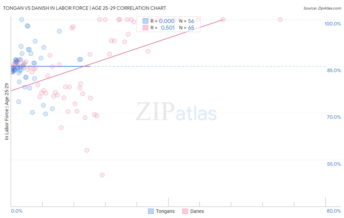 Tongan vs Danish In Labor Force | Age 25-29