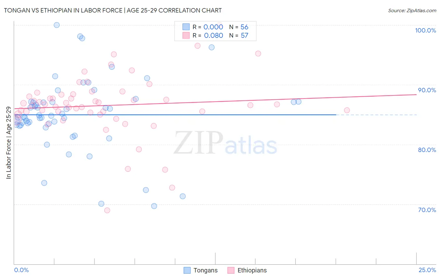 Tongan vs Ethiopian In Labor Force | Age 25-29