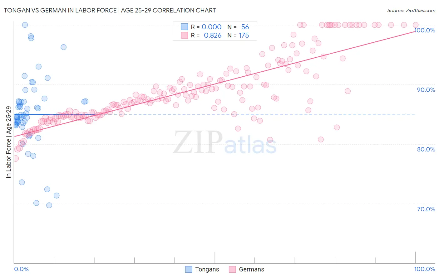 Tongan vs German In Labor Force | Age 25-29