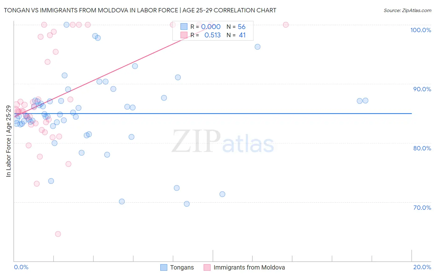 Tongan vs Immigrants from Moldova In Labor Force | Age 25-29