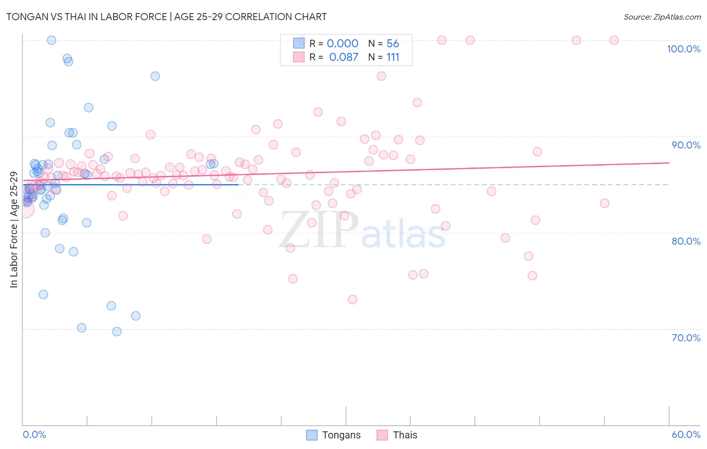 Tongan vs Thai In Labor Force | Age 25-29