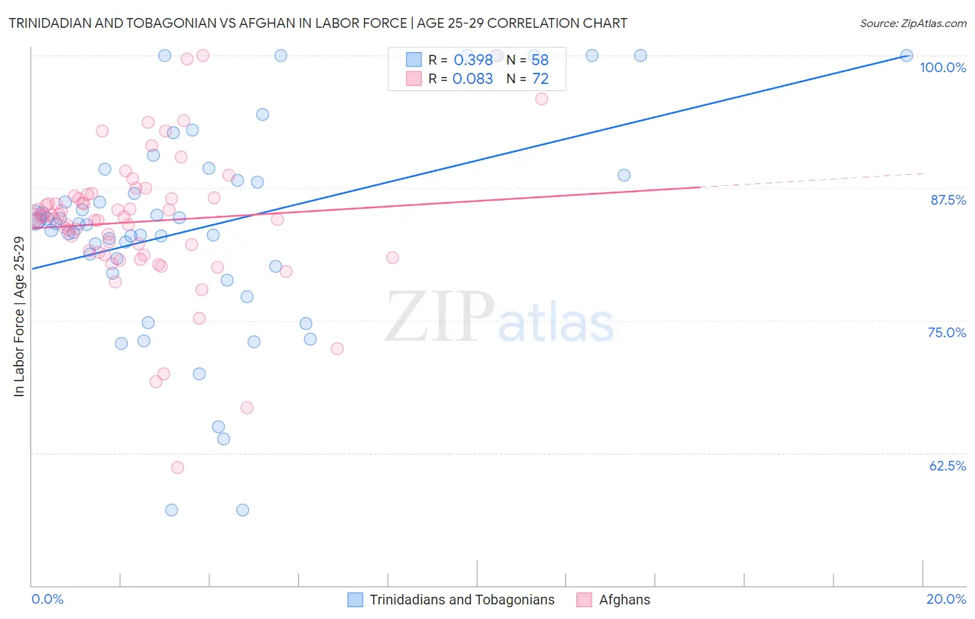Trinidadian and Tobagonian vs Afghan In Labor Force | Age 25-29