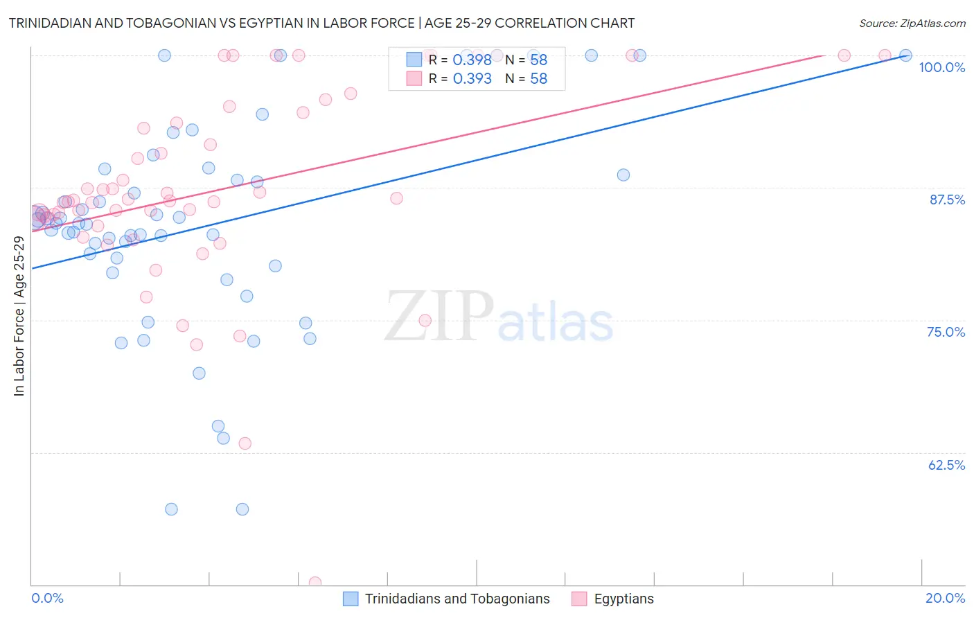 Trinidadian and Tobagonian vs Egyptian In Labor Force | Age 25-29