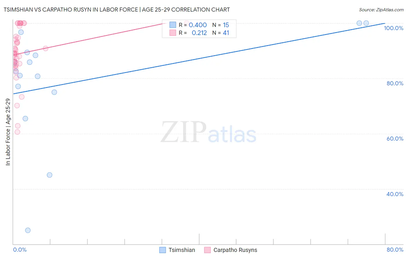 Tsimshian vs Carpatho Rusyn In Labor Force | Age 25-29