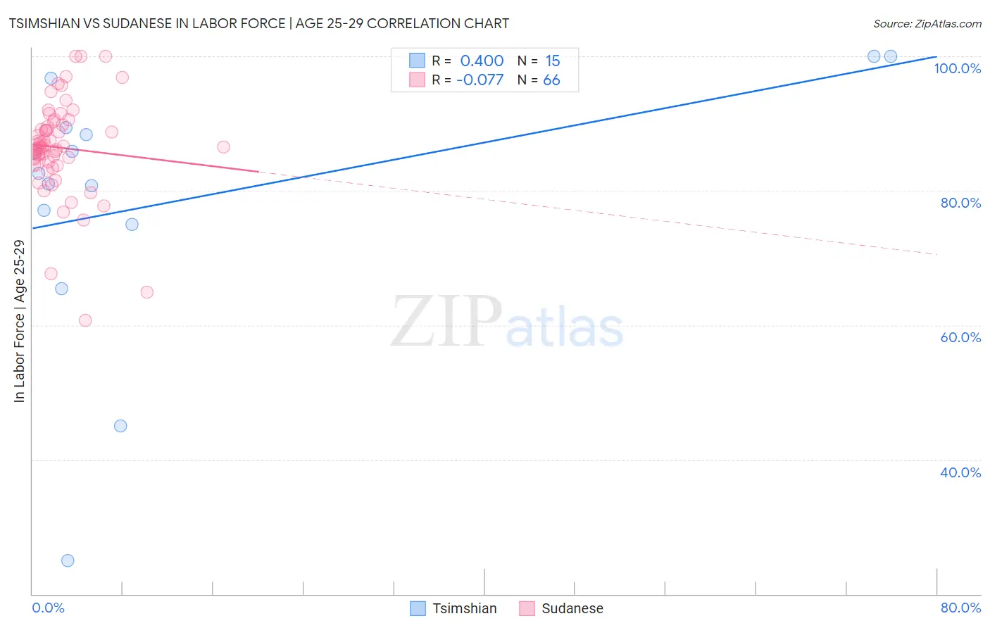 Tsimshian vs Sudanese In Labor Force | Age 25-29