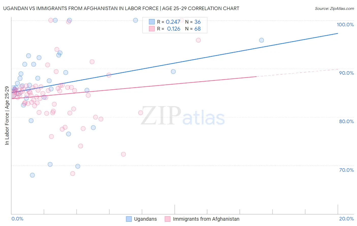 Ugandan vs Immigrants from Afghanistan In Labor Force | Age 25-29