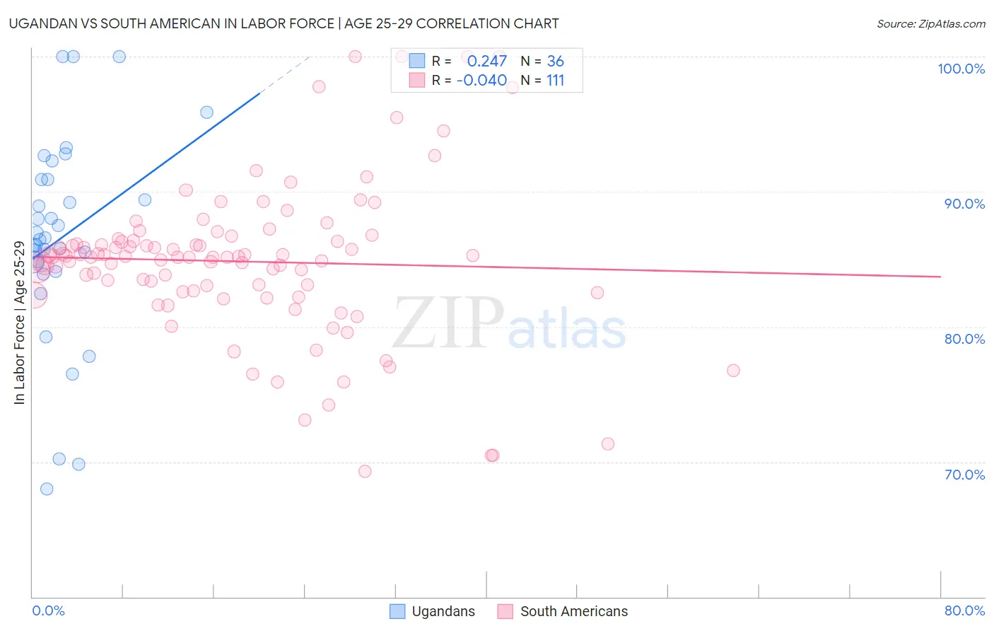 Ugandan vs South American In Labor Force | Age 25-29