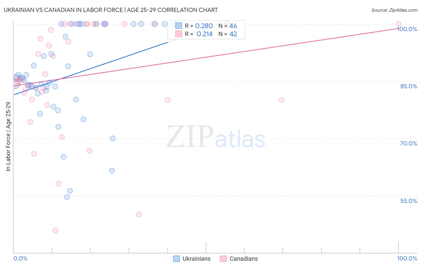 Ukrainian vs Canadian In Labor Force | Age 25-29