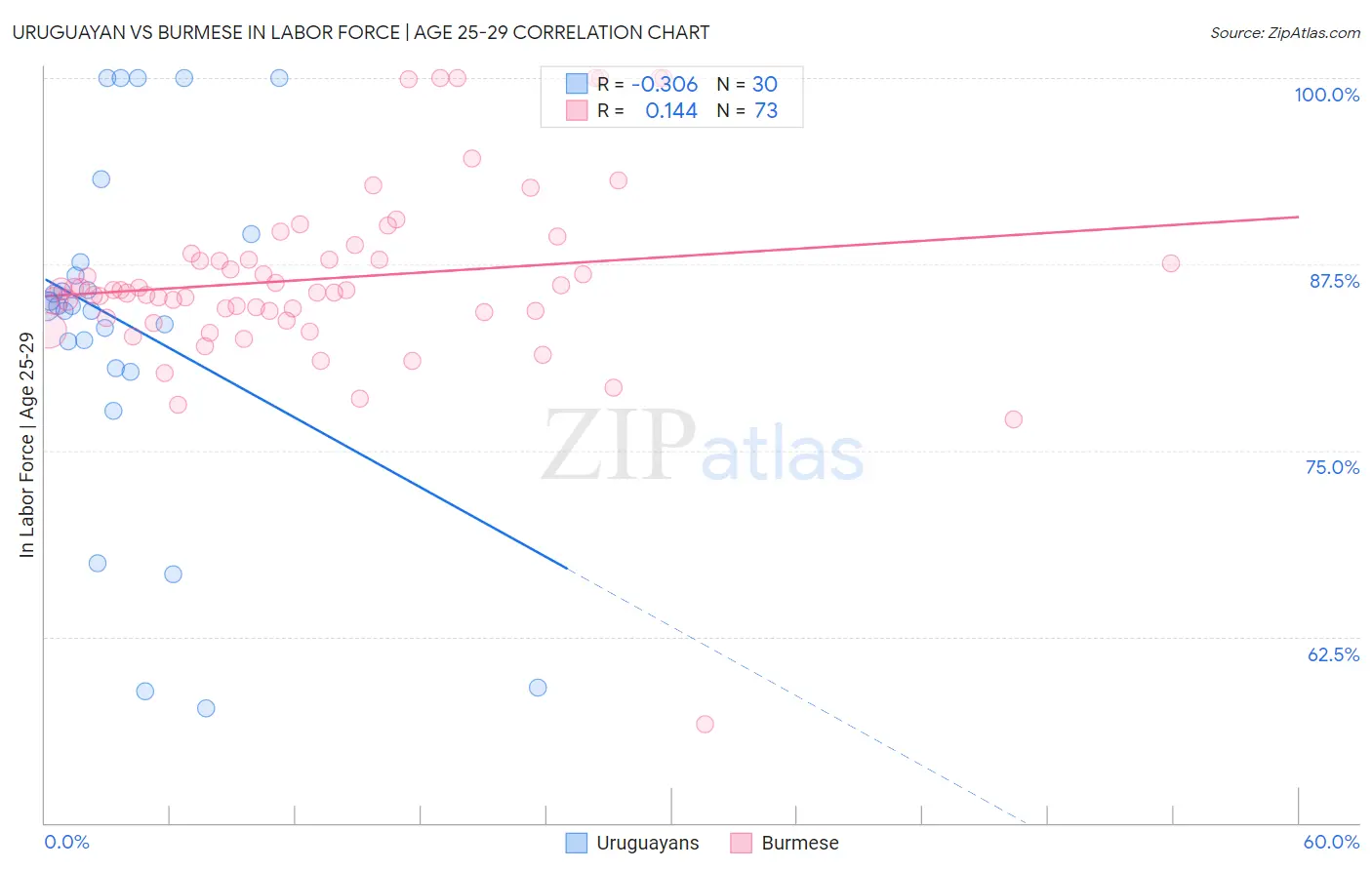 Uruguayan vs Burmese In Labor Force | Age 25-29