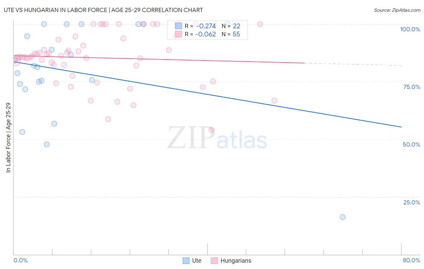 Ute vs Hungarian In Labor Force | Age 25-29