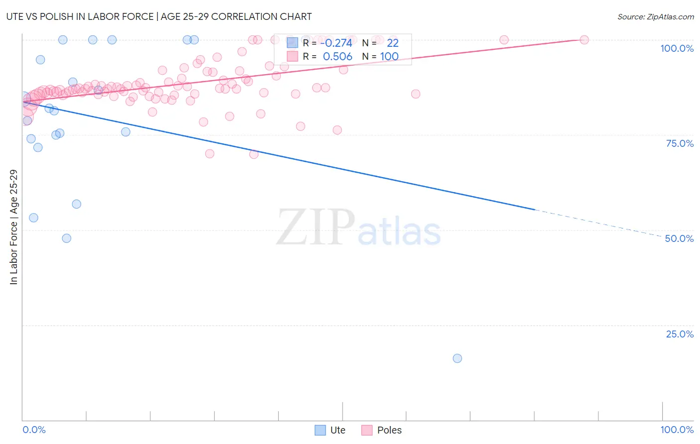Ute vs Polish In Labor Force | Age 25-29
