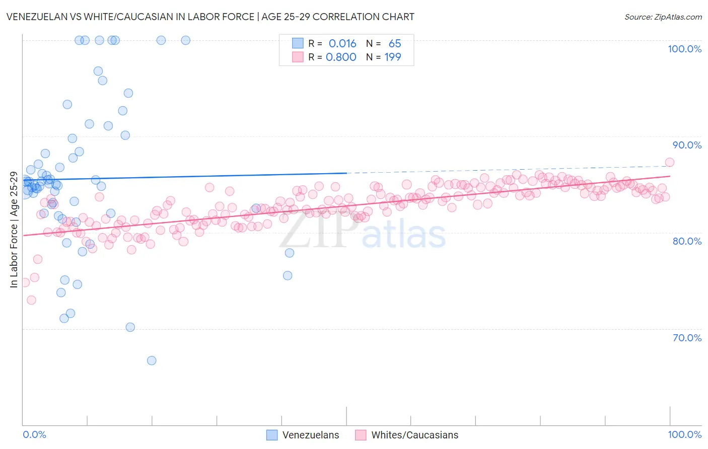 Venezuelan vs White/Caucasian In Labor Force | Age 25-29