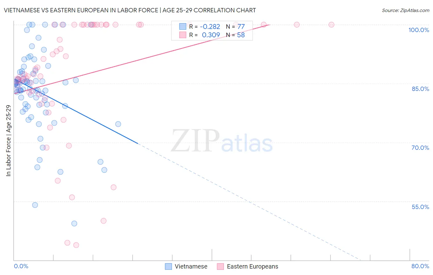 Vietnamese vs Eastern European In Labor Force | Age 25-29