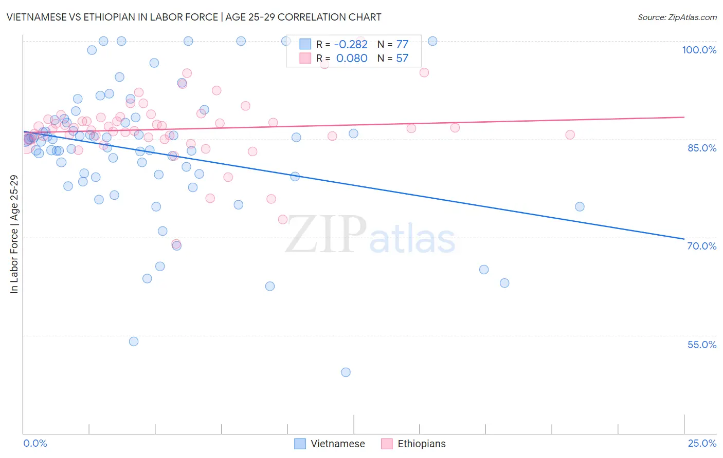 Vietnamese vs Ethiopian In Labor Force | Age 25-29