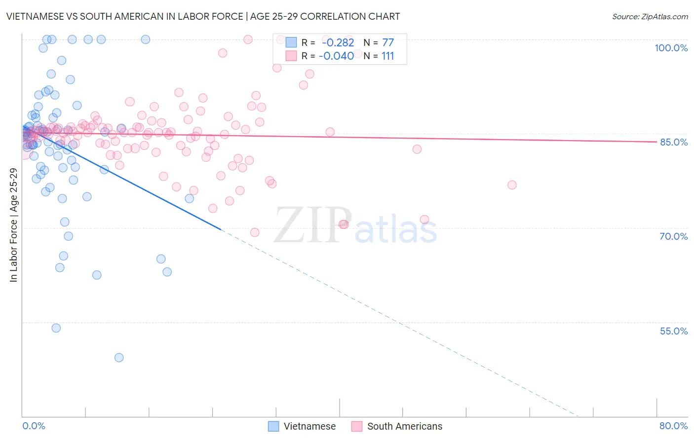 Vietnamese vs South American In Labor Force | Age 25-29