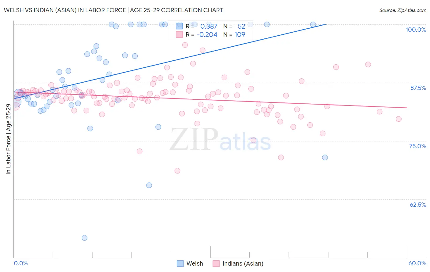 Welsh vs Indian (Asian) In Labor Force | Age 25-29