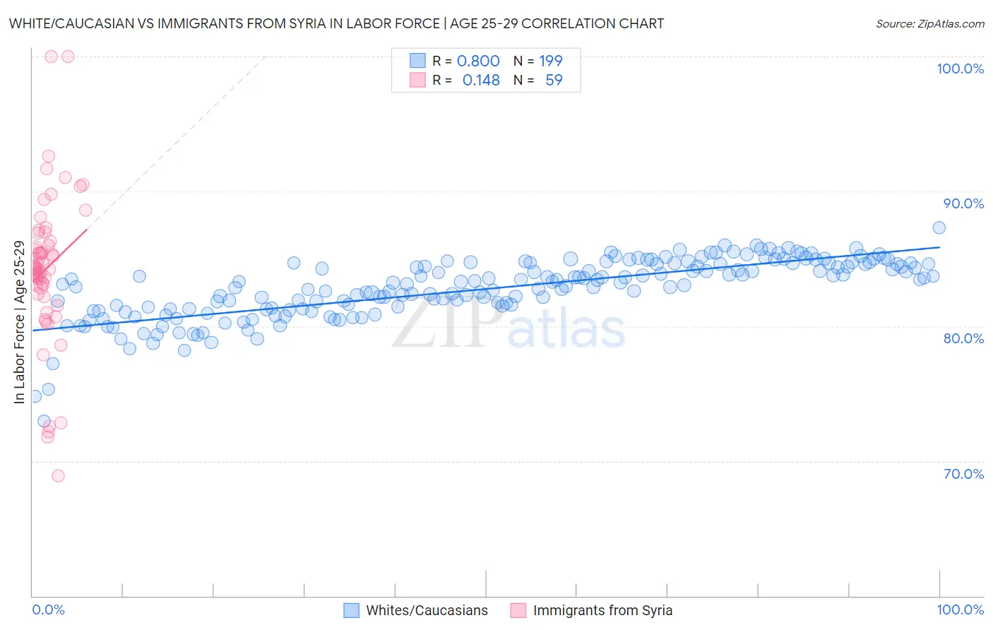 White/Caucasian vs Immigrants from Syria In Labor Force | Age 25-29