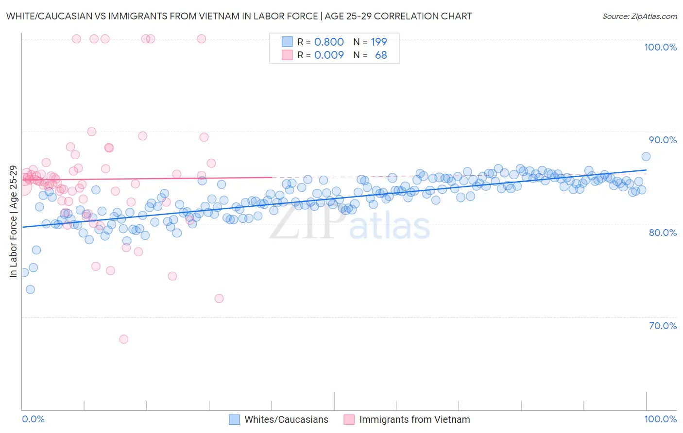 White/Caucasian vs Immigrants from Vietnam In Labor Force | Age 25-29