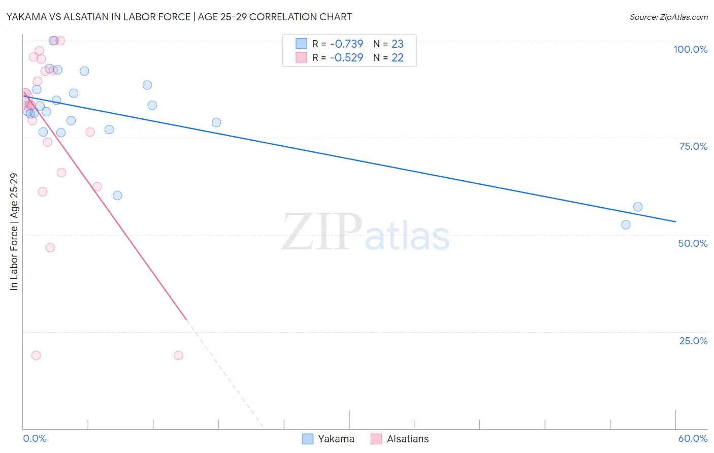 Yakama vs Alsatian In Labor Force | Age 25-29