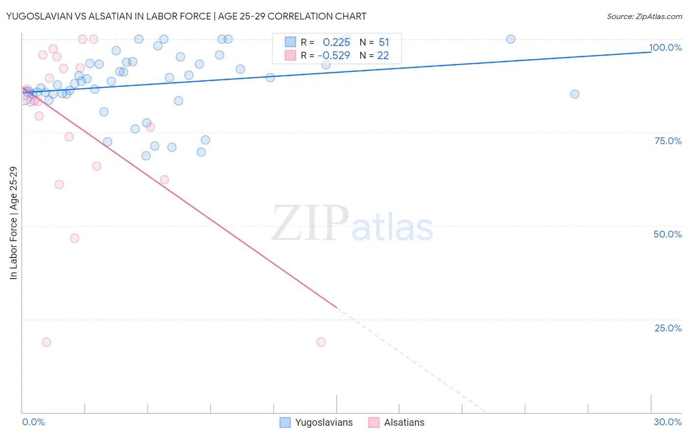 Yugoslavian vs Alsatian In Labor Force | Age 25-29