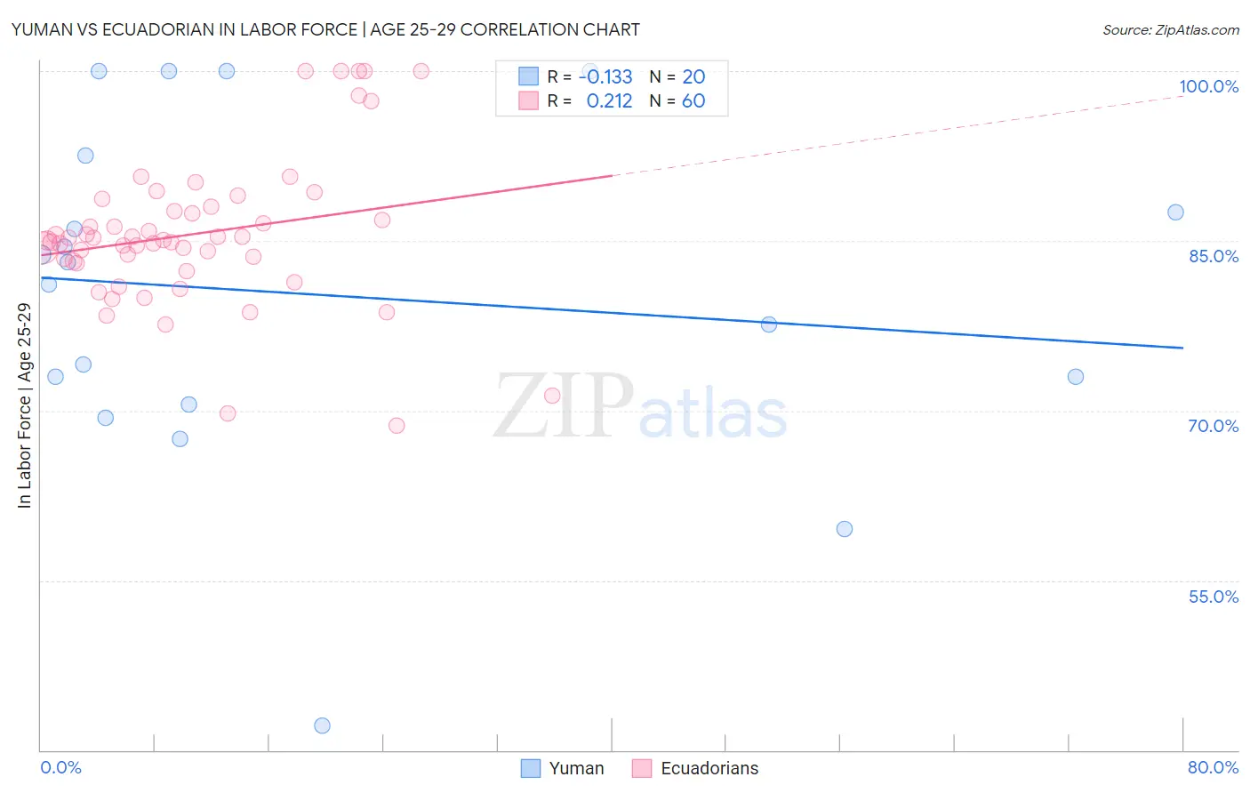 Yuman vs Ecuadorian In Labor Force | Age 25-29