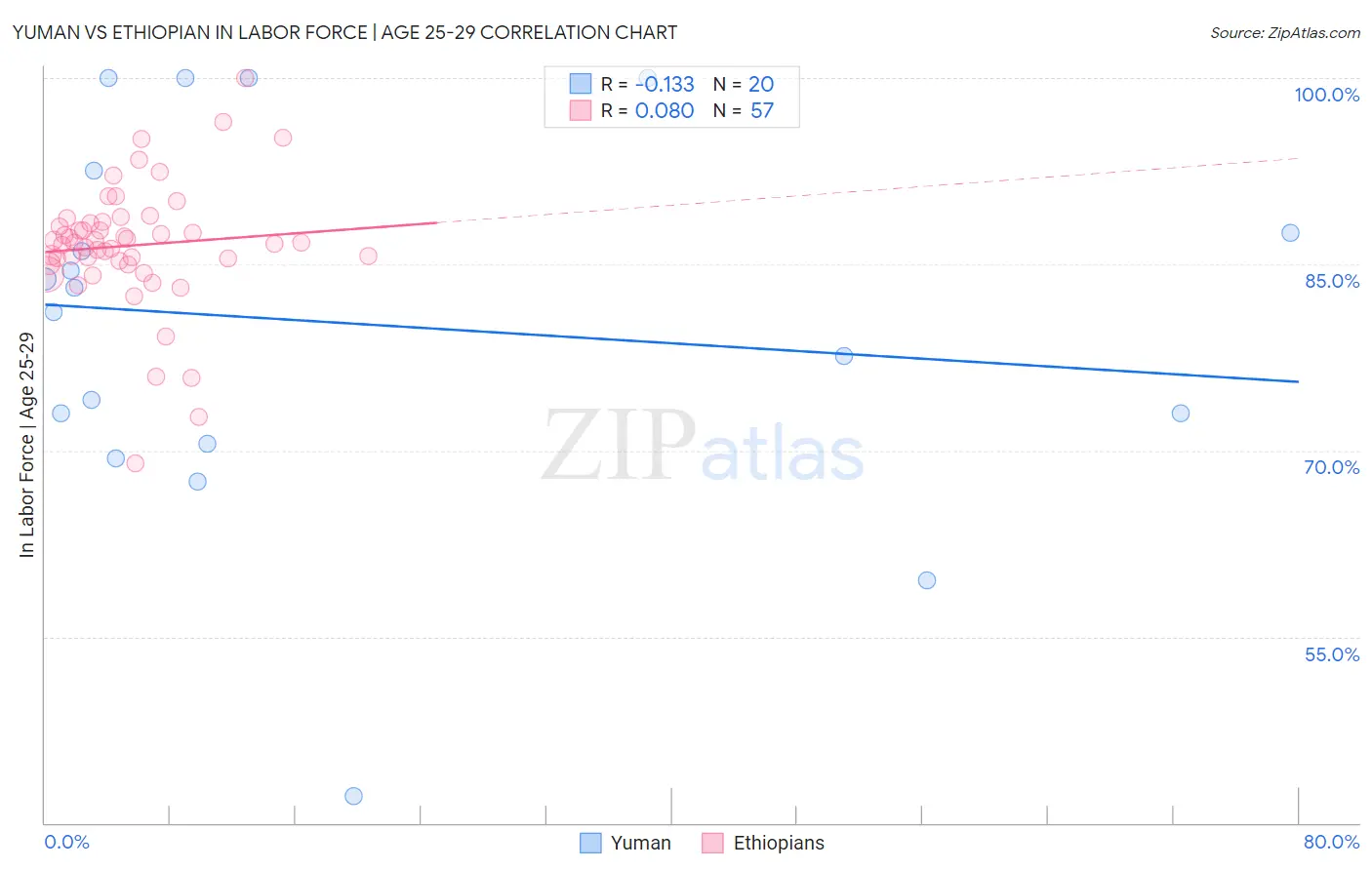 Yuman vs Ethiopian In Labor Force | Age 25-29