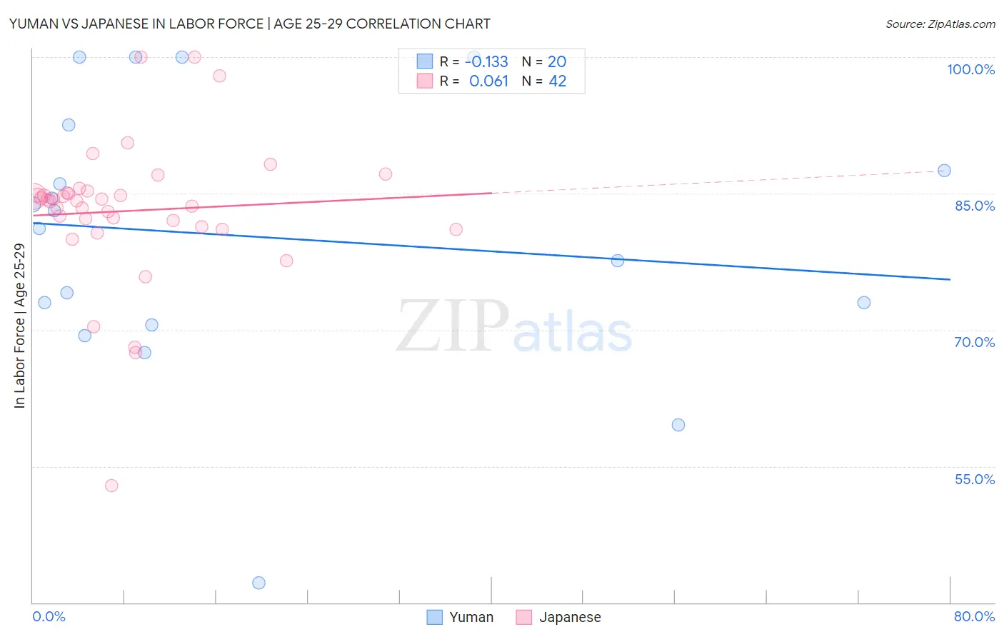 Yuman vs Japanese In Labor Force | Age 25-29